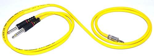 MAEnt EP Stereo TRS 3.5mm to 2 Mono 6.35mm TS Jack Cable Stereo EP 3.5mm Plug 2 Mono 6.35 1/4 inch Stereo Audio Jack Amplifier Guitar Cable (3 Mtr, Yellow)