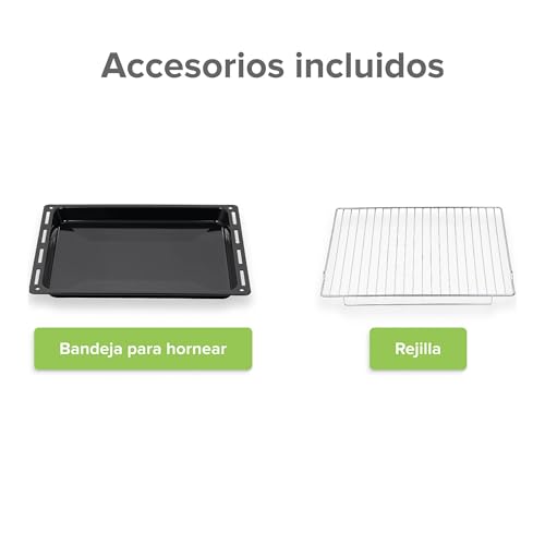 AVERA Horno empotrable para Gas Natural, 58 Litros, 60 cm, Control de temperatura 130° - 250°C, Temporizador 90 min, Luz interior, Encendido eléctrico 127V, Funciones Hornaer y Asar | HE00NAT