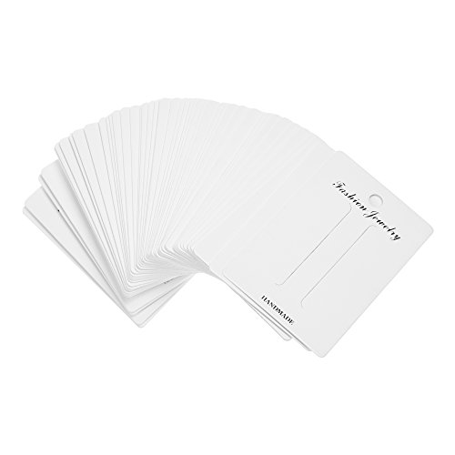 BCP 100pcs White Color Rectangular Paper Hair Clip Hair Bows Display Cards