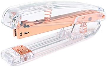 Rose Gold Stapler with Staples 1000 Pieces, 25 Pages Capacity, Acrylic Clear Desktop Stapler Offered by Runying - a Classic Modern Design to Brighten up Your Desk, for Office School Home Accessory