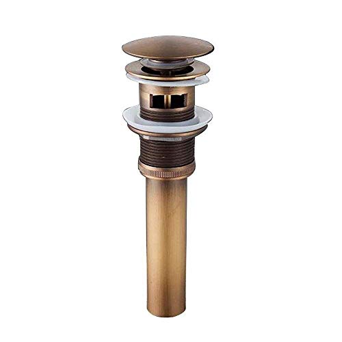 Senlesen Deck Mounted Widespread Three Holes Bathroom Sink Faucet Two Handles Basin Mixer Tap with Matching Pop Up Drain Antique Brass