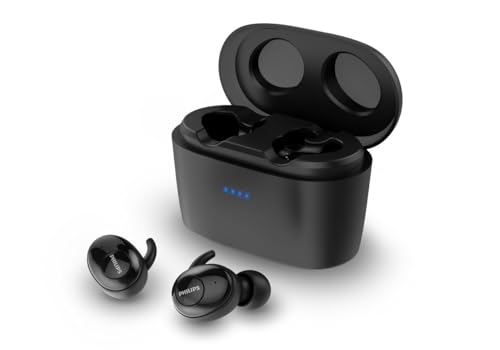 Philips SHB2515 Bluetooth 5.0 Wireless in-Ear Earbuds, TWS Stereo Headphones (70+ Hours of Playtime) with Power Bank Charging Case - Charges Phones - Black (SHB2515BK)