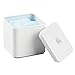 mDesign Small Metal Square Bathroom Apothecary Storage Organizer Canister Jars with Lid - Organization Holders for Vanity, Makeup Tables - Unity Collection - 2 Pack - White
