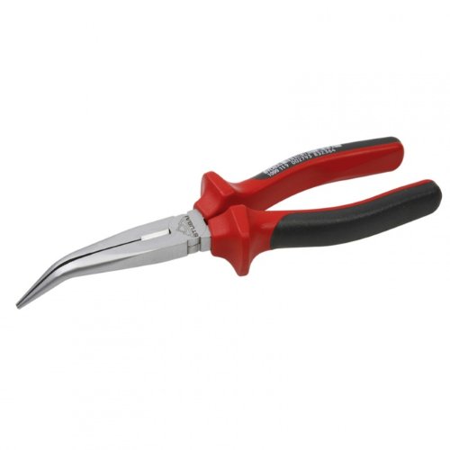 Stubai 109911 Bent Snipe Nose Pliers with 2C-Handle, Black/Silver/Red, 200 mm