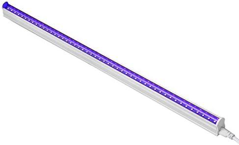 Byingo UV Black Light Fixtures 2ft 10W LED T5 Integrated Single Fixture Extendable Tube Bulb Blacklight for DJ Stage Dorm Party Club, Corded Included Built-in ON/Off Switch Plug and Play, 1-Pack