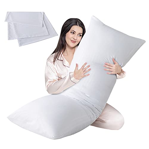 Cosybay Full Body Pillow Insert with White Cover Fluffy Long Bed