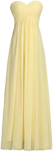 BISLU Sweetheart Bridesmaid Chiffon Prom Dress Long Evening Gown Yellow L