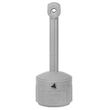 Justrite 26806 Polyethylene Personal Smokers Cease Fire Cigarette Butt Receptacle, 1 Gallon Capacity, 11" OD x 30" Height, Pewter Gray