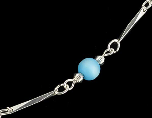 Necklace Beaded Blue Moonglow Silver Tone Link Necklace For Women