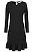 Meaneor Women’s Ruffle Hem Loose Solid Shift Long Sleeve Fitting Knee Length Dress