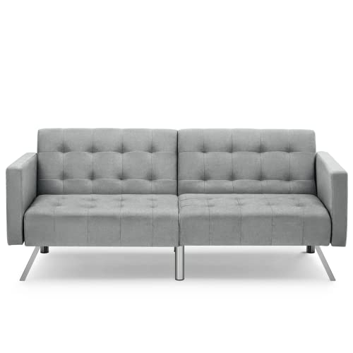 Vicluke Convertible Futon Sofa Bed with Adjustable Backrest, Chenille Fabric SplitBack Sleeper