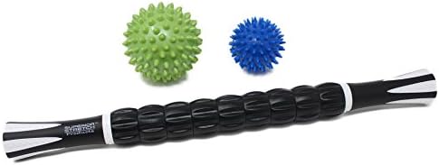 Muscle Roller Massage Stick + Set of Therapy Massage Spiky Balls = Perfect Bundle for Massage Relief for Dancers, Gymnasts and Sports Enthusiasts