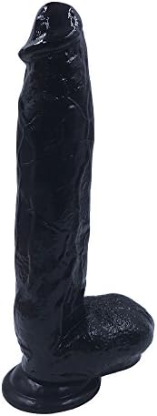 HugeD-i-l-d-0, 11.42 Inches HugeD-i-l-d-0 with Sculpted Skin Details Long-Cock and Environmentally with Discreet Shipping,A-M3-02 Black Color