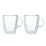 Bodum Bistro Double-Wall Insulated 10-Ounce Glass Mug, Set of 2