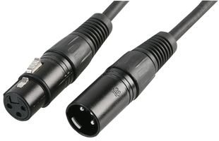 PULSE PLS00268 DMX Lead – 3‑Pin XLR Male to Female, 5 m, Black