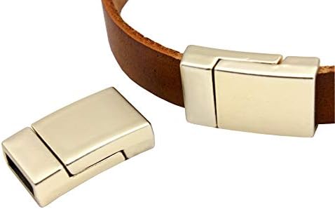 10 Pieces Magnetic Clasps for Bracelet Making Leather Strip Glue in Matte Gold Plated 10x3mm Hole
