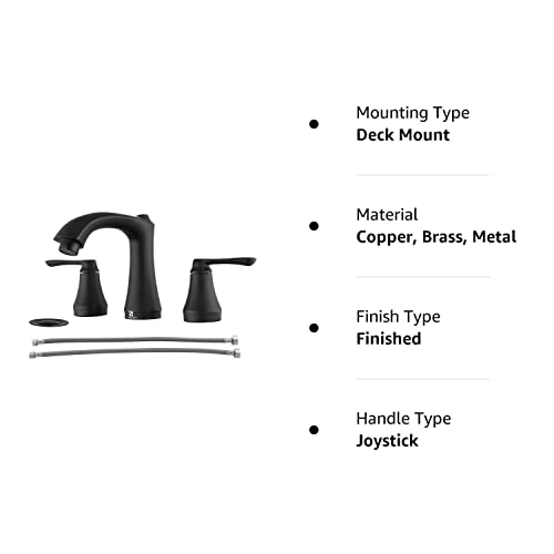 Matte Black Bathroom Faucet,Two Handle Bathroom Faucet 3 Hole,8 Inch