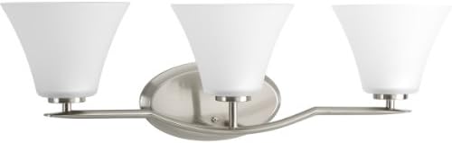 Progress Lighting P2006-09 Bravo Collection Etched Glass Modern Bath Vanity Light, 3-Light, Brushed Nickel