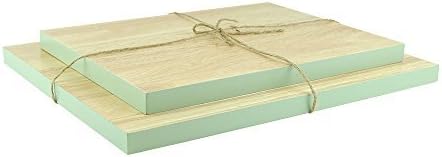 Quantumby Premium Rubber Wood Cutting Board Set of 2 Plates Large 11X14 Inches Small 9X12 Inches Chopping Block Kitchen Tool Cheese Board Mint color