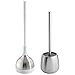 mDesign Bathroom Toilet Bowl Brush and Plunger - Pack of 2, Brushed Stainless Steel/White