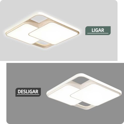 Luminária de Teto Quadrada LED 30W Bivolt - Design Minimalista, Corpo em Ferro com Pintura Espessa e Luz Suave para Quarto e Sala (2 Quadrados)
