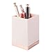mDesign Decorative Plastic Bathroom Toothbrush and Toothpaste Stand Holder - Dental Organizer with 3 Storage Compartments for Bathroom Vanity Countertops and Medicine Cabinet - Light Pink/Rose Gold