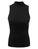 LA BASIC Womens Sleeveless Mock Neck Race Back Top - Made In U.S.A