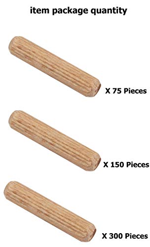 BICB Fluted Wood Dowel Pin, 5/16" x 1.5"- 75 Pieces