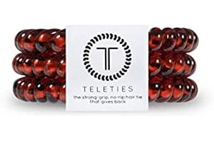 TELETIES - Spiral Hair Coils - Ponytail Holder Hair Ties for Women - Phone Cord Hair Ties - Strong Grip, No Rip, Water Resistant, No Crease Hair Tie Coils - 3 pack (Small, Tortoise)
