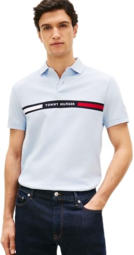 Polo da Uomo Hilfiger Chest Insert Reg MW0MW38130 S/S, Blu, M