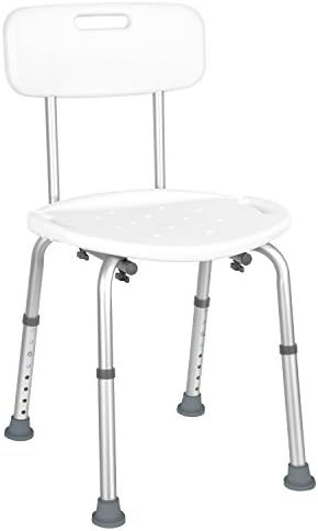 JCMASTER Shower Stool with Back for Elderly and Disabled with Shower Head Hanger on Oval Seat
