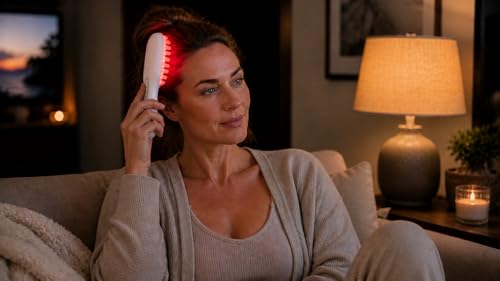BEAUVAGE LED Hair Therapy Comb with Red & Blue LED light scalp treatment & vibration massage | Hair Fall control | Scalp Massage | Portable & Detangling | For Men & Women (unisex) | For All Hair Type