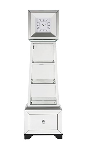 Major-Q 9097048 63" H Modern Glam Style1 Drawer Beveled Mirror Case Frame Wooden Bracket Feet Grandfather Floor Clock - Thumbnail 2