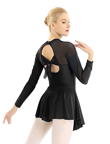 Freebily Women Long Sleeve Thermal Figure Ice Skating Dress Ballet Dance Gymnastics Leotard