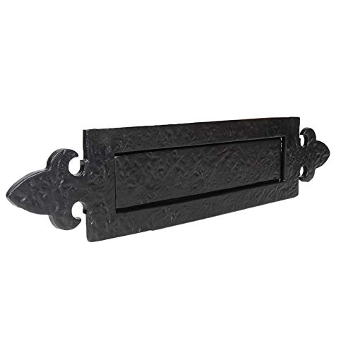 SKANDH Iron Black AntiquePowder Coated 14.5" X 3" Inch Letter Plate Mail Slot For Front Door
