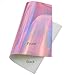 3 Pieces 8x12 Inch Holographic Faux Leather Fabric Sheets Including Gold Silver Pink Colors for Hair Bows Making, Headband Making, Hair Clips Making, Kids' Crafts Making, Bag Make