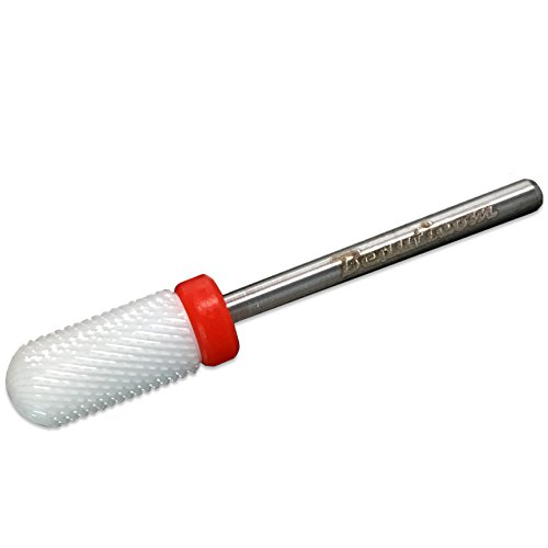 Beauticom Professional USA Ceramic White ROUND Top Small Barrel Bit Nail Drill (Grit: FINE) 3/32" Shank Size