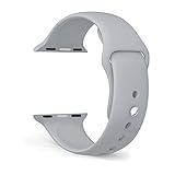FanTEK Soft Silicone Sport Style Replacement iwatch Strap for Apple Wrist Watch 38mm Models - Small/Medium - Fog
