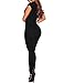 Shawhuwa Womens Sexy Lace Up Cap Sleeves Bodysuit Clubwear Tops S Black