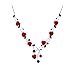 Glamorousky Elegant Rose Necklace with Red Austrian Element Crystals and Crystal Glass