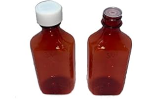 Caribbean Coastal Delights Oval Pharmacy Plastic Bottles - 3 oz- Child-Resistant Caps - Amber Liquid Medicine Bottle - Pack of 5