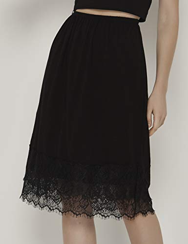 Women's Half Slip Skirt Anti-Static Knee Length Lingerie Plus Size Underskirt Lace Trim Elastic Waist Midi Skirt