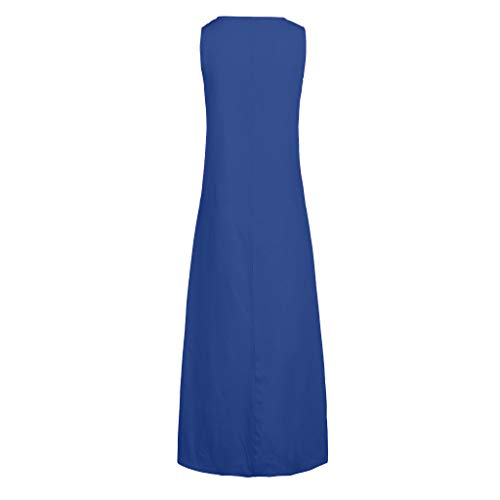 Summer Clothing Respctful✿Women's Halter Neck Sleeveless Split Chiffon Maxi Beach Loose Dresses Plus Size Blue