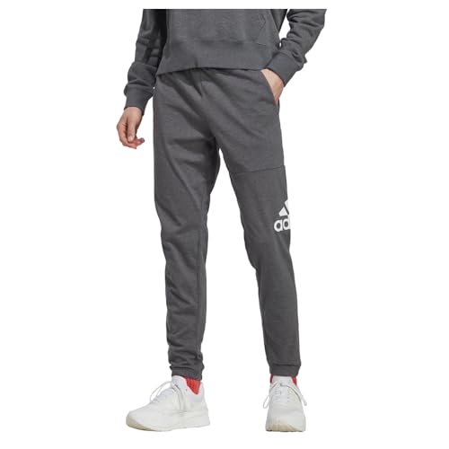 Adidas Mens Essentials Single Jersey Tapered Badge of Sport Pants, Dark Grey He…