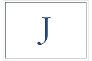 Caspari Embossed Navy Initial-J Blank Notecards, Box of 8