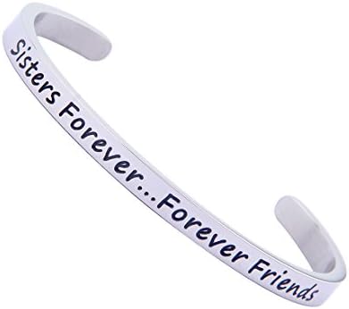 ZISEI Sister Friend Bracelets - Sister Gift " Sisters Forever Forever Friends " - Friendship Jewelry Perfect Gift for Friends(Silver)
