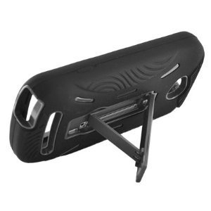 Bastex Black Hybrid Case for Coolpad Quattro 4g 5860e (Outer Silicone + Hard Protector) with Kickstand