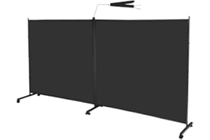 MAYOLIAH Indoor Room Divider 2 Large Panels on Wheels, 142”W x 75”H Rolling Privacy Screen, Portable Wall Divider W/Cover Str