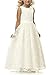 A line Wedding Pageant Lace Flower Girl Dress with Belt 2-12 Year Old (Size 6, Ivory)