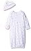 Little Me Baby Girl's 2-Piece Nightgown and Cap Set, White Print/Bunny, 0-3 Months